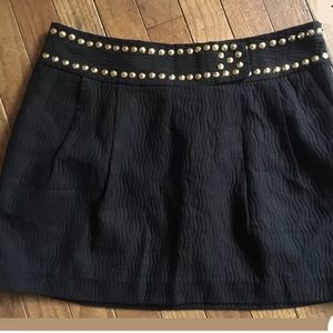 Milly Black Quilted Studded Grommet Mini skirt